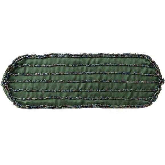 Womens Floral Beaded Rhinestone Embroidery Clutch Green - Picture 5 of 7